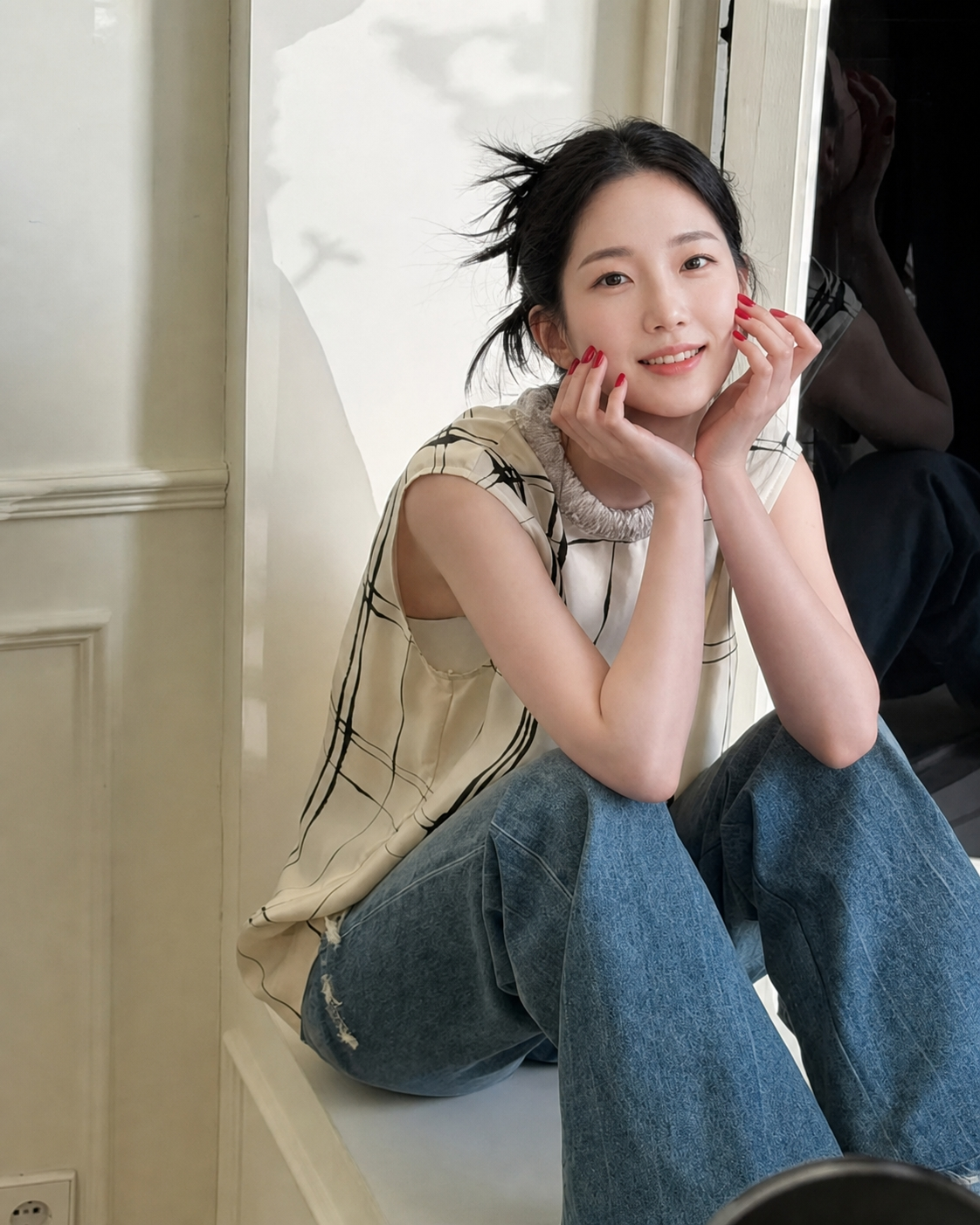 청량함 한 스푼, 체크 패턴과 데님의 완벽한 조화