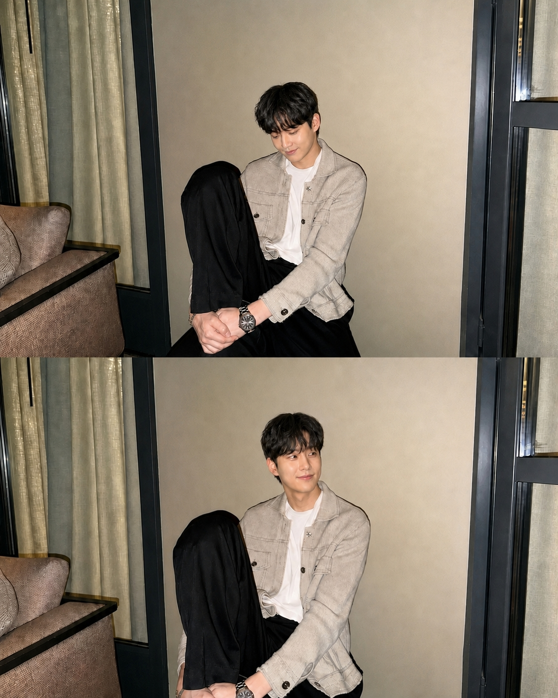 완벽한 남친룩의 정석, 미니멀 베이지 & 블랙 스타일링
